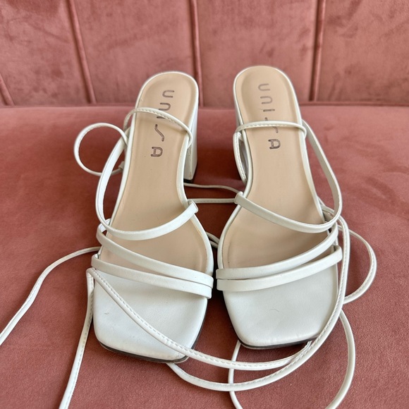 Unisa White Strappy Heels - Picture 1 of 3